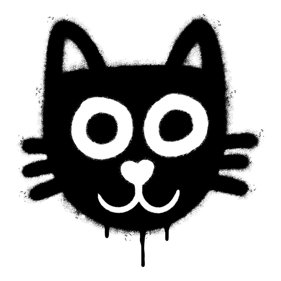 spray dipinto graffiti gatto icona parola spruzzato isolato con un' bianca sfondo. graffiti gattino cartello con al di sopra di spray nel nero al di sopra di bianca. vettore
