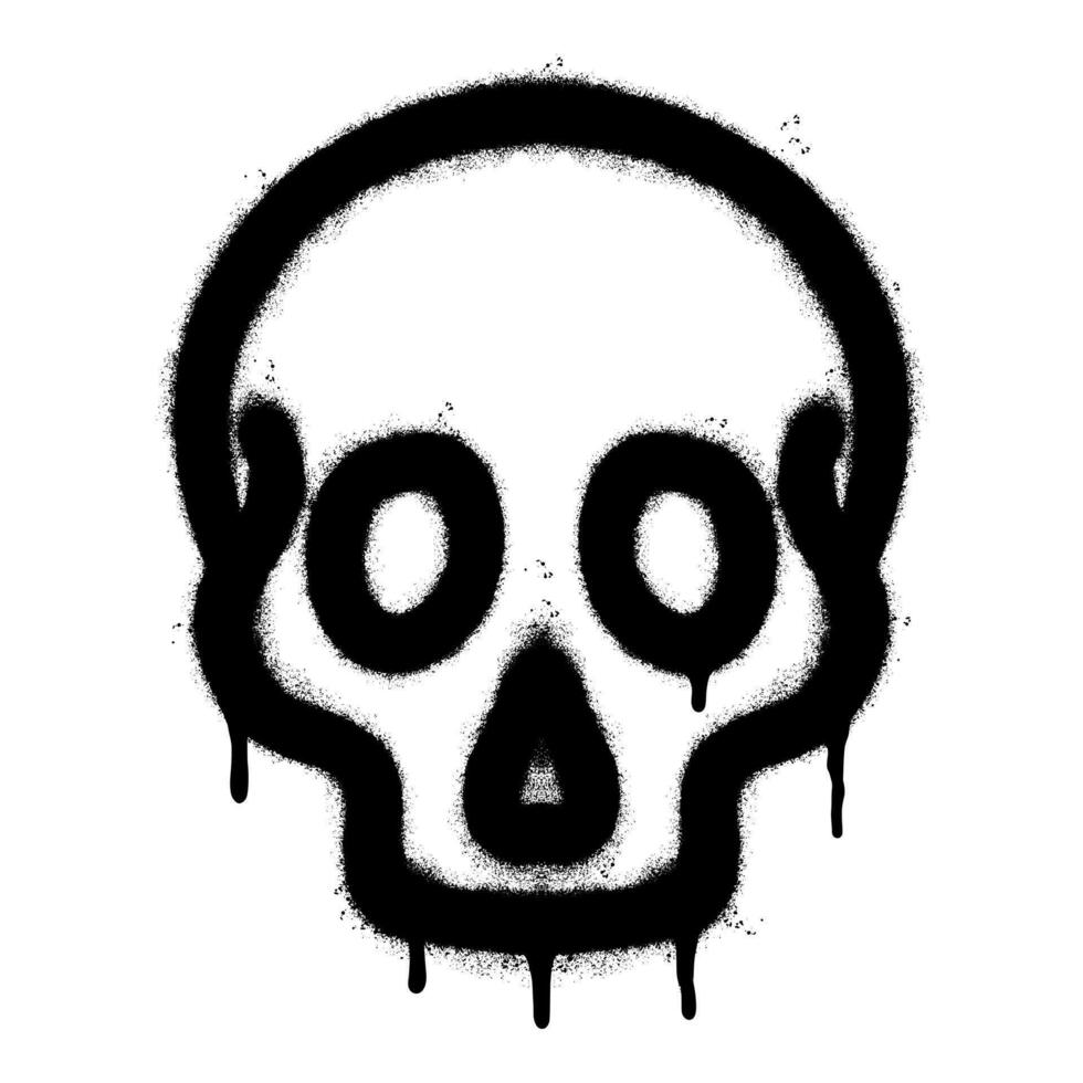 spray dipinto graffiti cranio icona spruzzato isolato con un' bianca sfondo. graffiti cranio simbolo con al di sopra di spray nel nero al di sopra di bianca. vettore