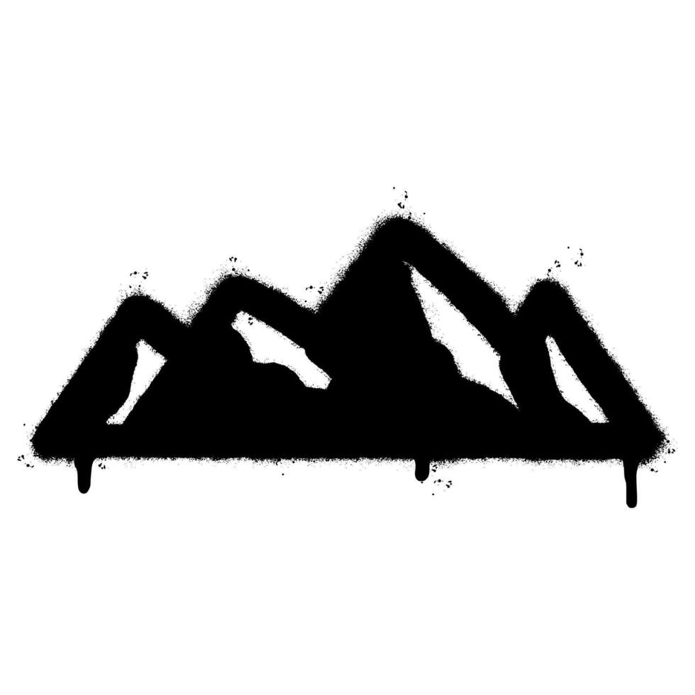 spray dipinto graffiti montagna icona spruzzato isolato con un' bianca sfondo. graffiti vulcano con al di sopra di spray nel nero al di sopra di bianca. vettore