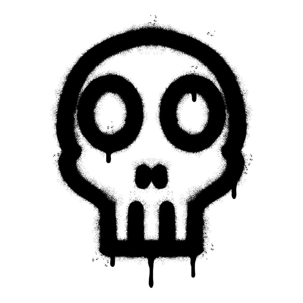 spray dipinto graffiti cranio icona spruzzato isolato con un' bianca sfondo. graffiti cranio simbolo con al di sopra di spray nel nero al di sopra di bianca. vettore