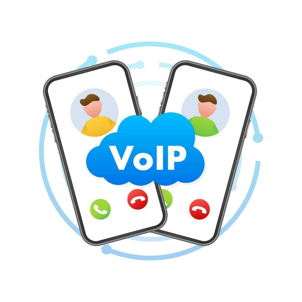 voip tecnologia, voce al di sopra di ip. Internet chiamata striscione. vettore illustrazione