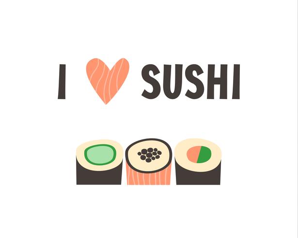 Sushi. Illustrazione giapponese di vettore del rotolo di sushi dell&#39;alimento.