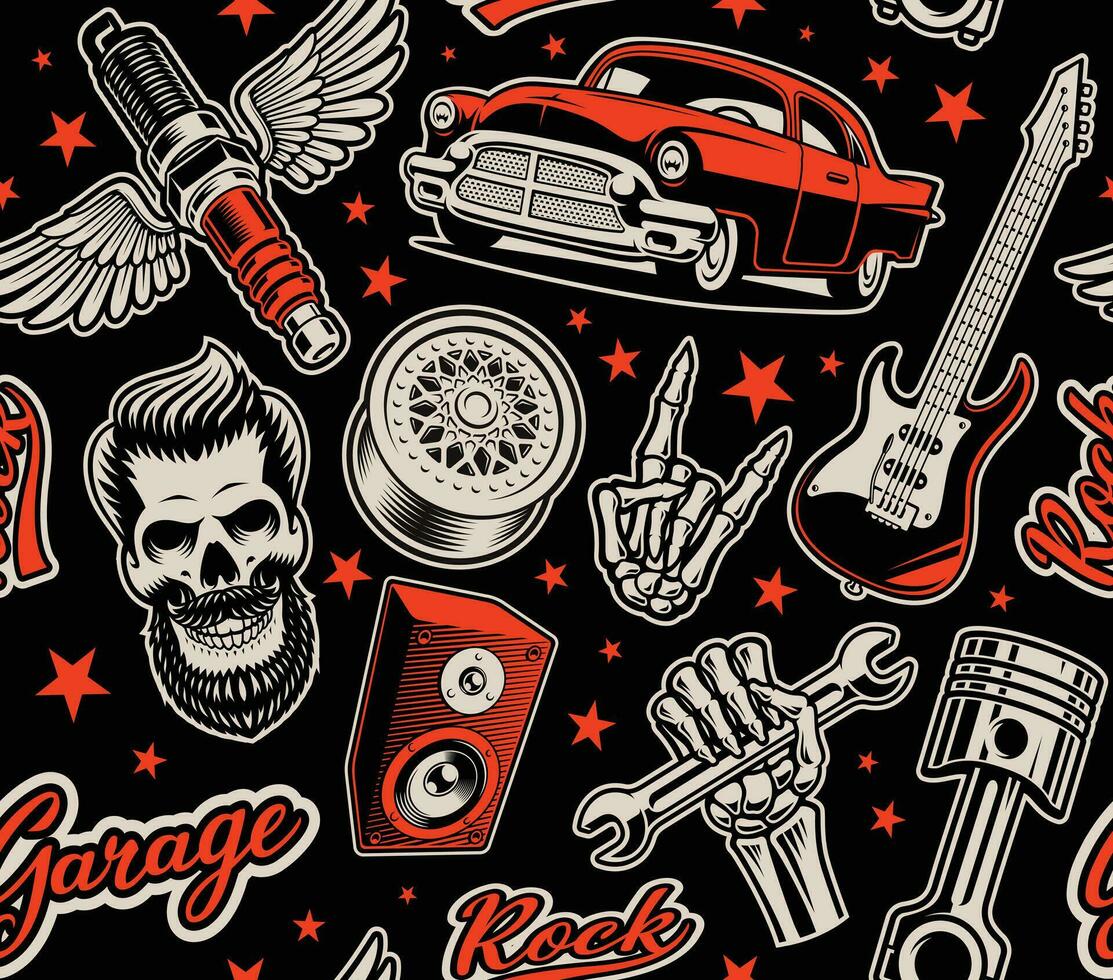 rockabilly senza soluzione di continuità modello vettore