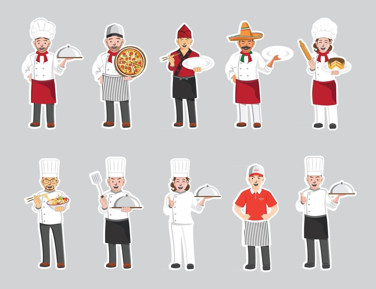 personaggi chef professionisti, illustrazione vettoriale personaggio dei cartoni animati.