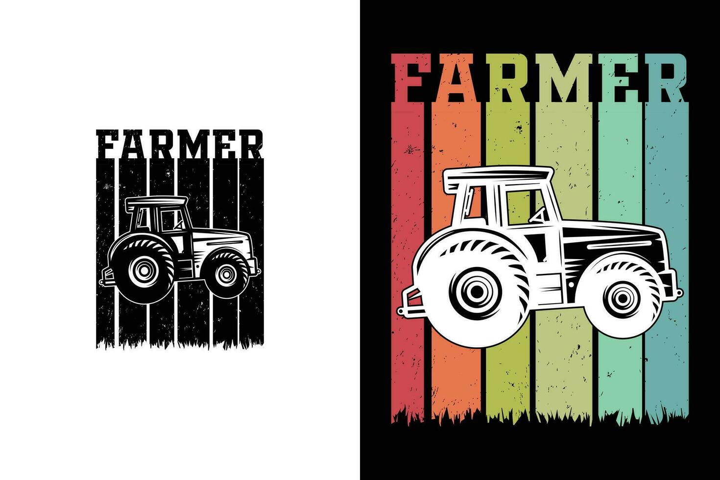 contadino silhouette con trattore divertente agricoltura prato falciatore agricoltura maglietta vettore