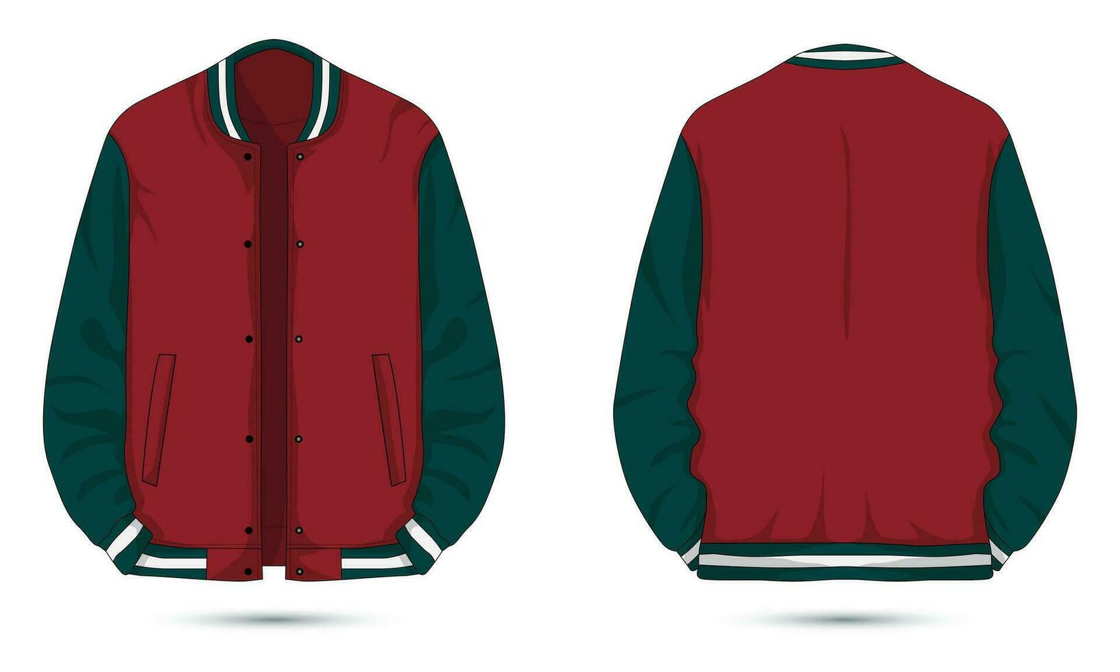 varsity giacca modello davanti e indietro Visualizza vettore