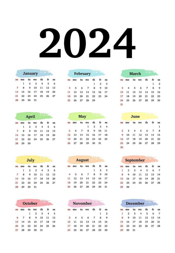 calendario per 2024 isolato su un' bianca sfondo vettore