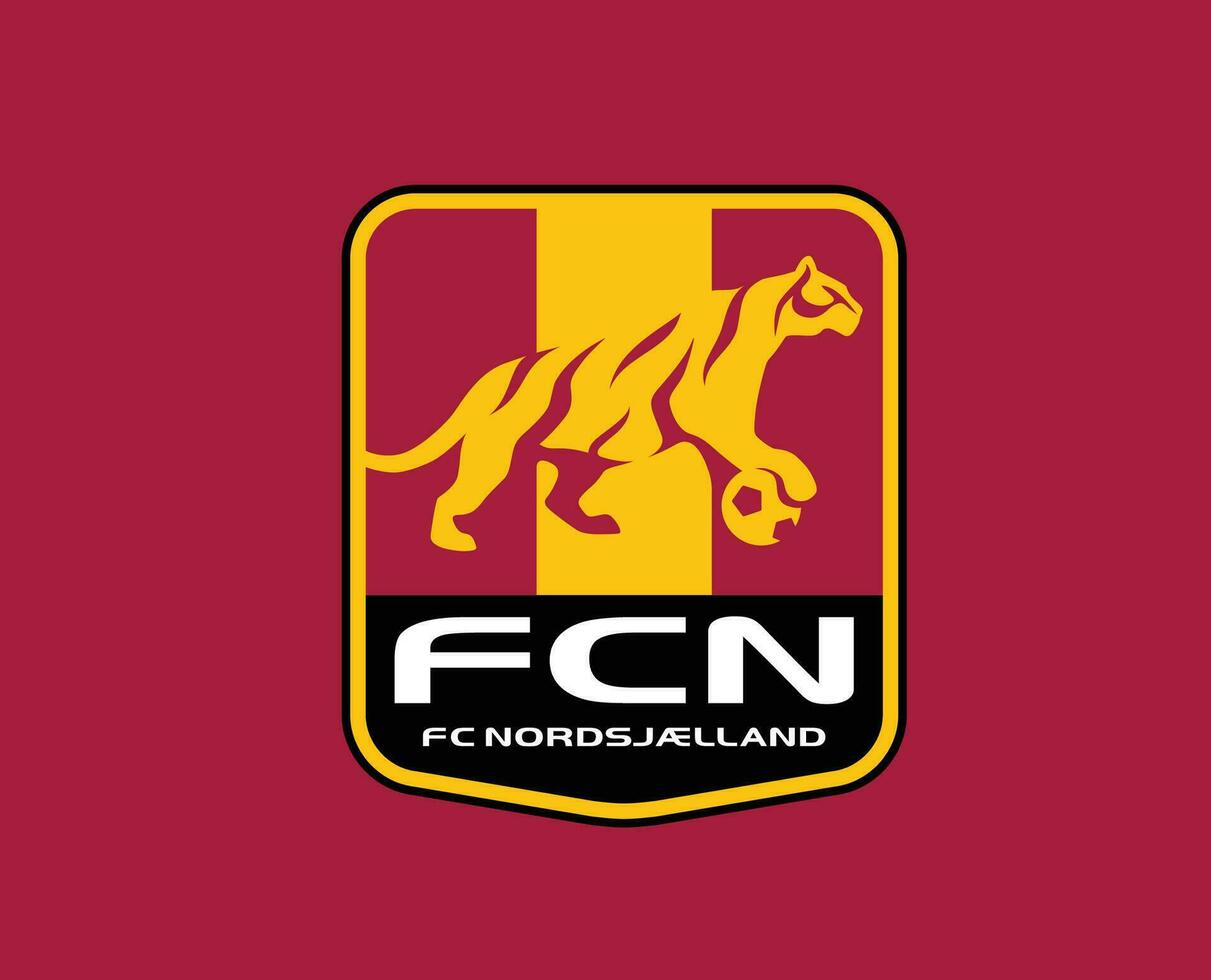 fc Nordsjaelland club logo simbolo Danimarca lega calcio astratto design vettore illustrazione con rosso sfondo