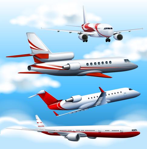Aeroplano in quattro diversi angoli vettore