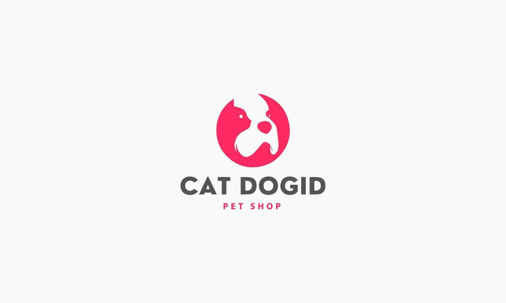 gatto e cane animale domestico amore logo con linea arte concetto design illustrazione vettore