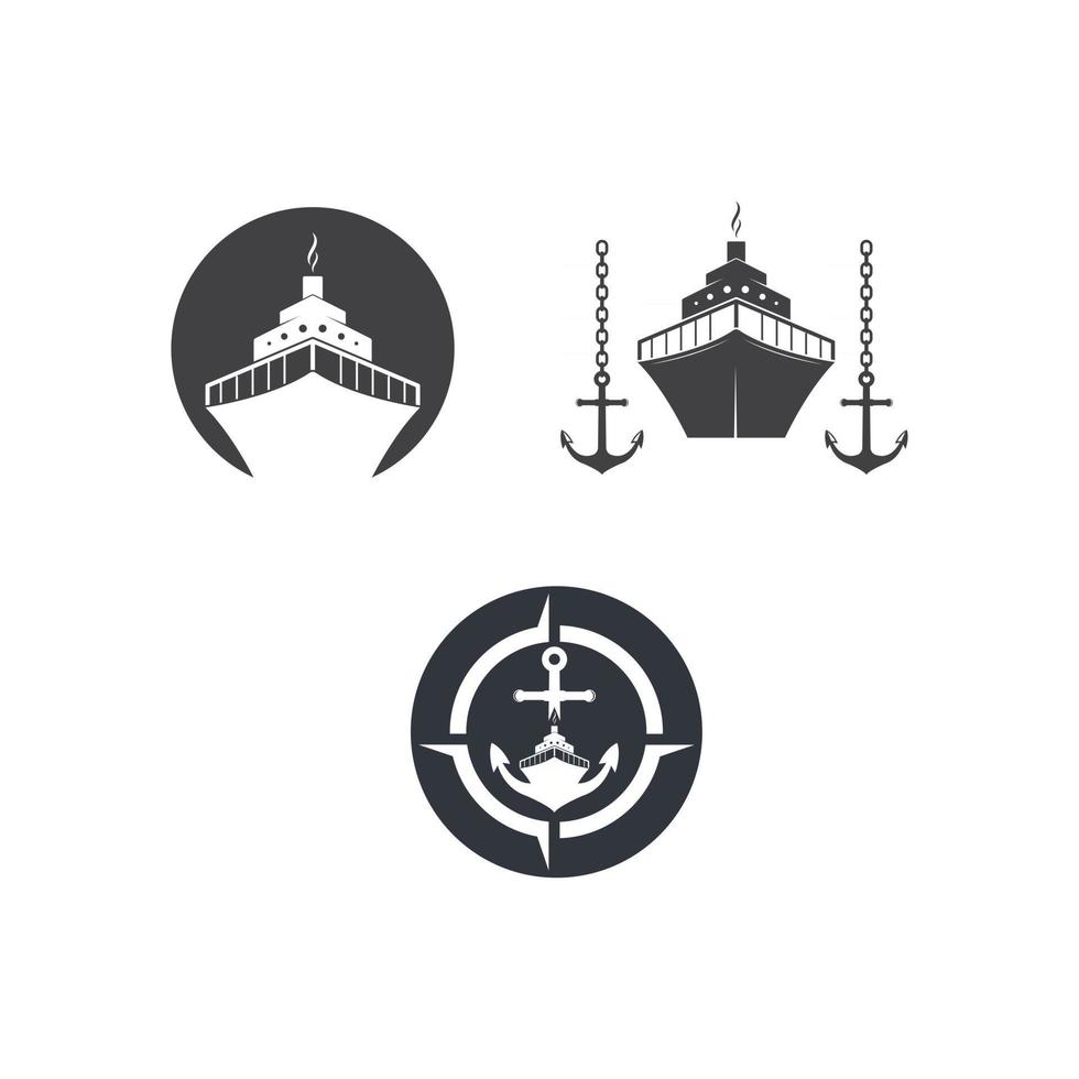 nave da crociera e logo nautico icona illustrazione vettoriale