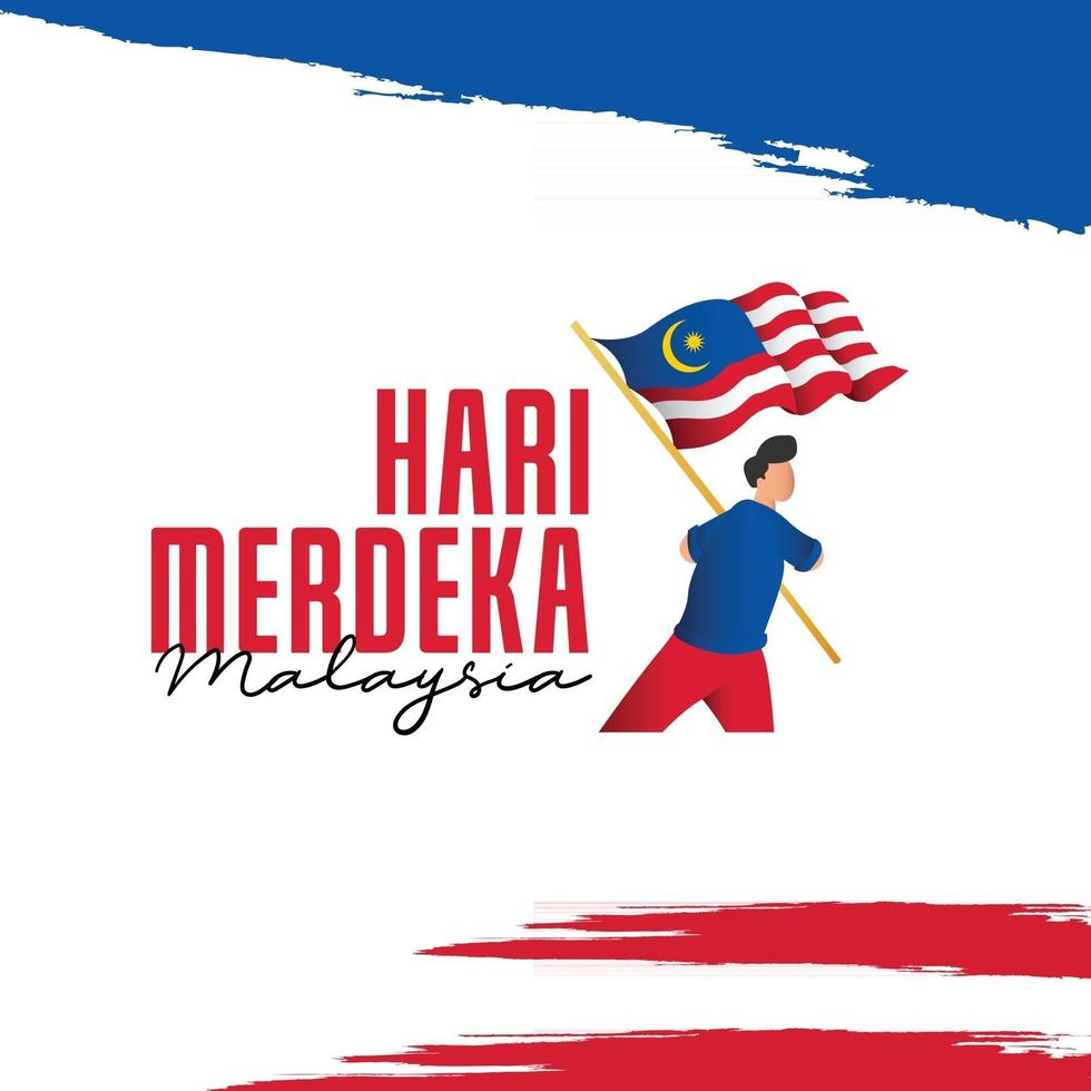 modello di banner per il giorno dell'indipendenza della Malesia. design con bandiera nazionale. vettore