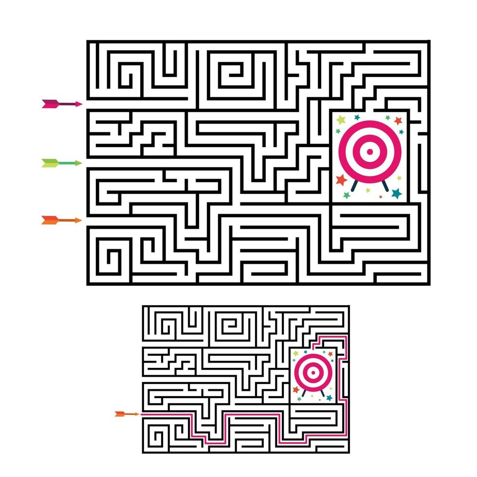 labirinto quadrato gioco del labirinto per i bambini. enigma logico del labirinto vettore