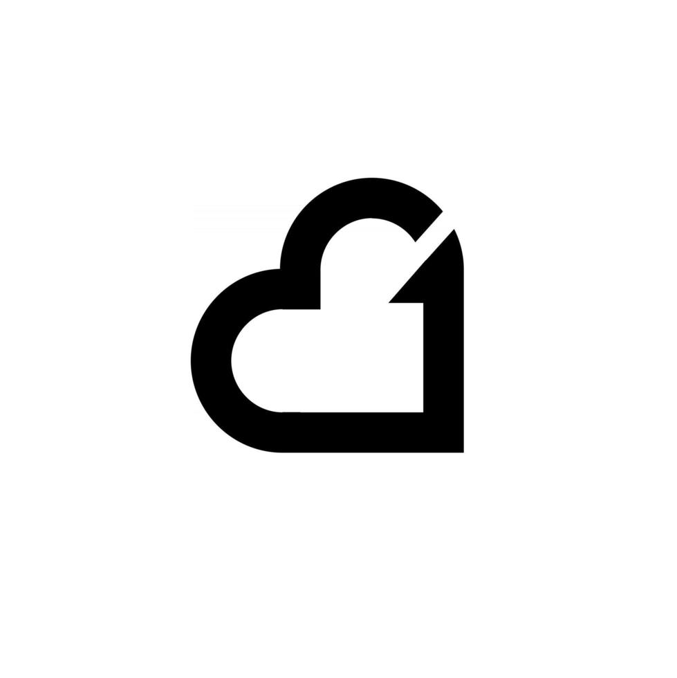 un cuore 1 lettera b logo nero vettore icona design