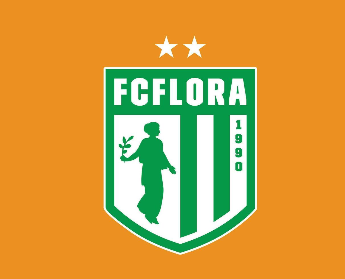 flora Tallinn club logo simbolo Estonia lega calcio astratto design vettore illustrazione con giallo sfondo