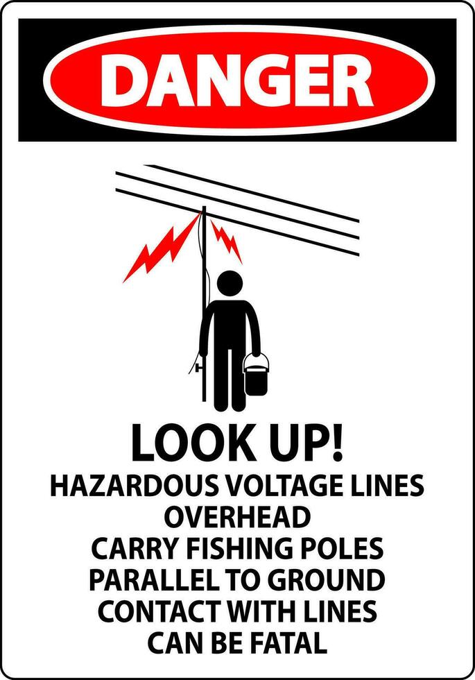 Pericolo cartello Guarda su pericoloso voltaggio Linee alto vettore