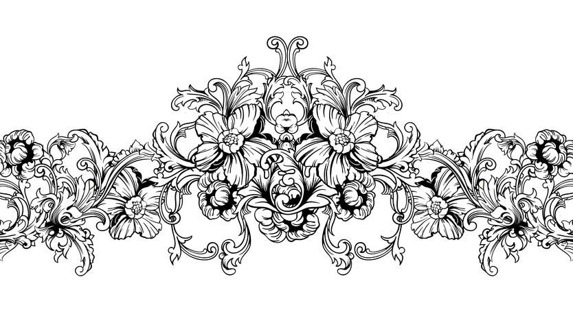 Bordo ornamentale, cornice. Modello barocco Vector senza soluzione di continuità.