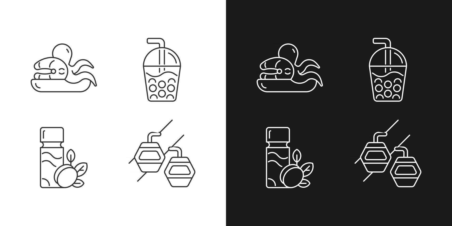 icone lineari di intrattenimento di taiwan impostate per la modalità scura e chiara. vettore