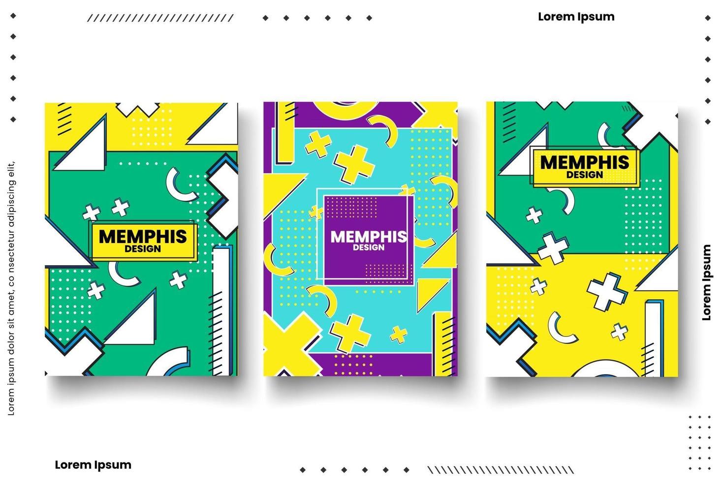 Memphis style banner design set di modelli colorati. vettore