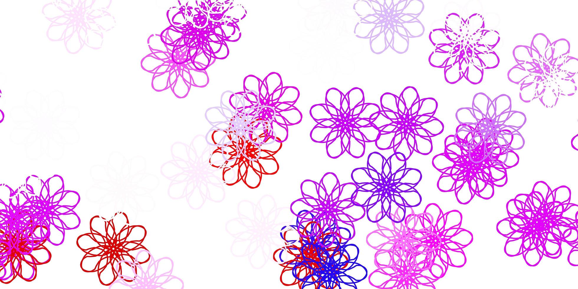 struttura di doodle di vettore blu chiaro, rosso con fiori.