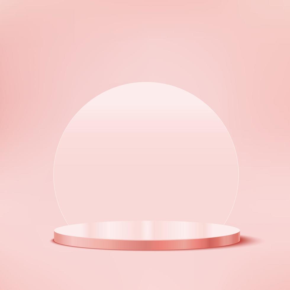 supporto prodotto rosa pastello su sfondo geometria minima astratta vettore
