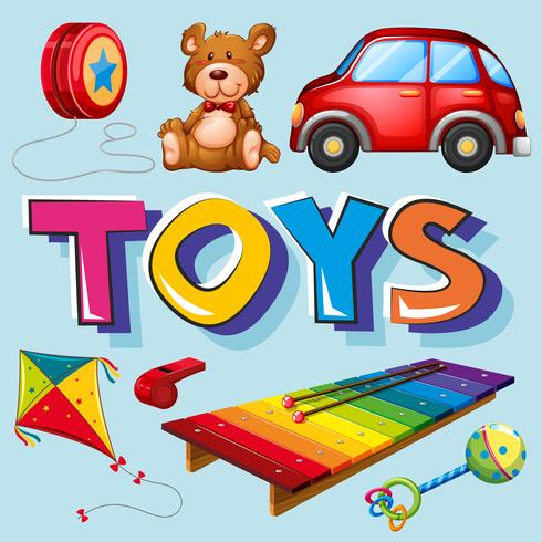 Diversi tipi di giocattoli vettore