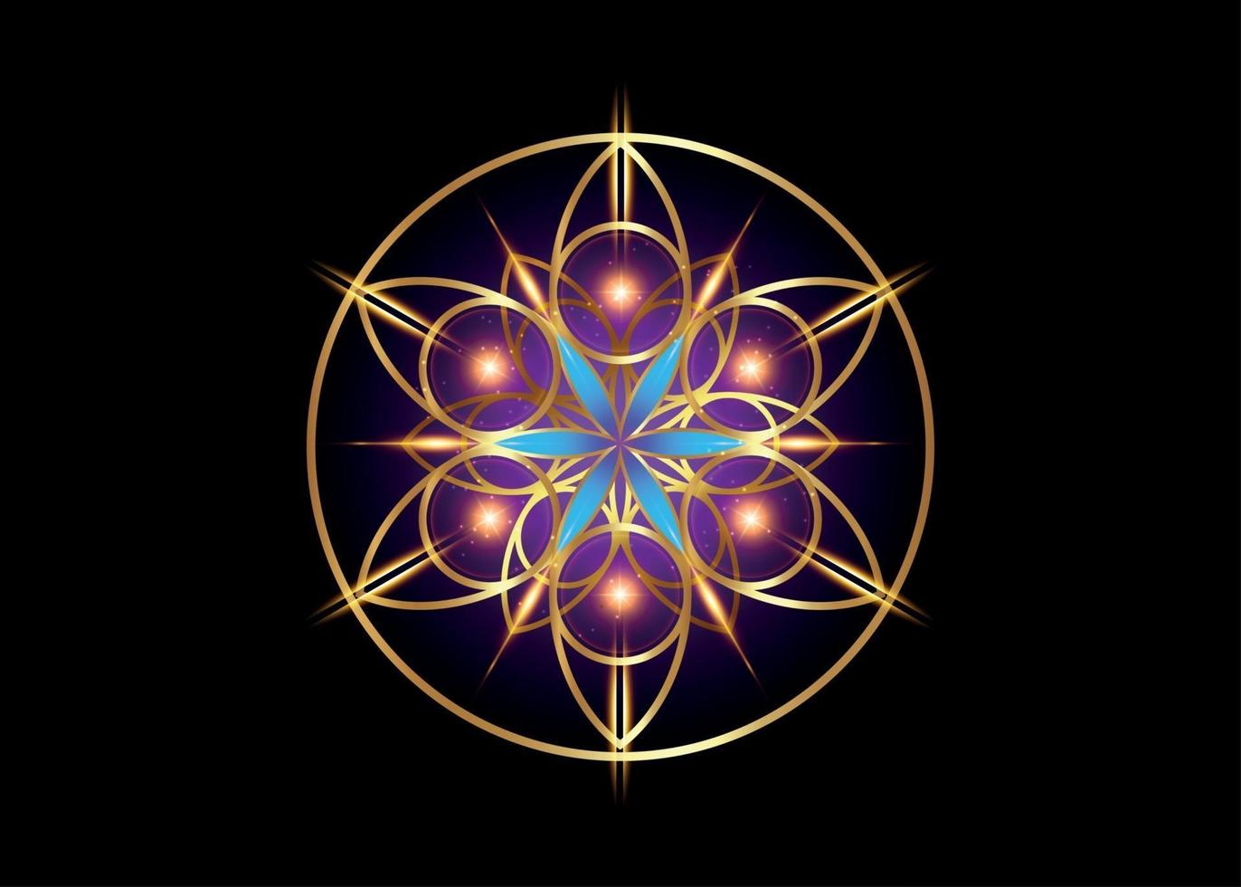fiore della vita simbolo geometria sacra. icona del logo di lusso in oro vettore