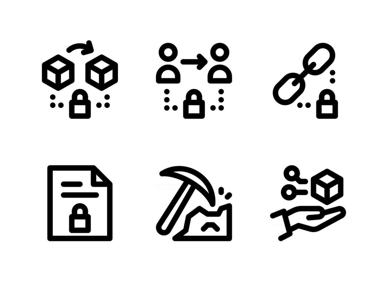 semplice set di icone di linee vettoriali relative alla criptovaluta