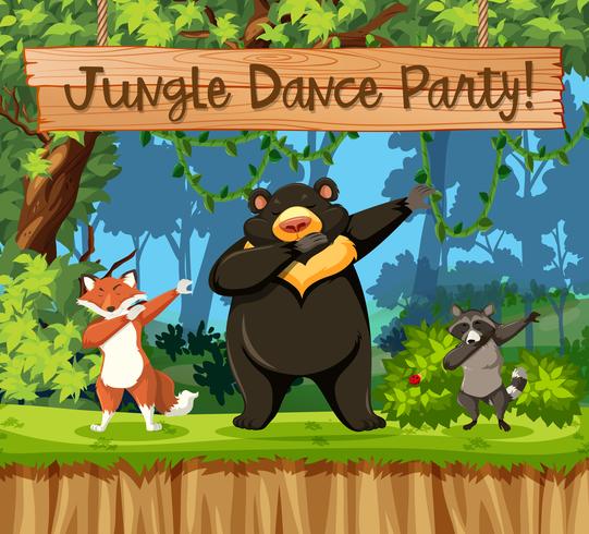 Scena animale della festa da ballo nella giungla vettore