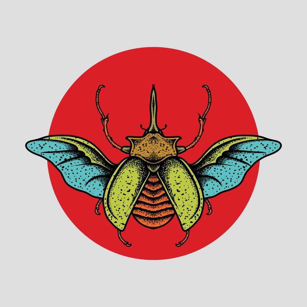disegno di insetto con cerchio rosso vettore