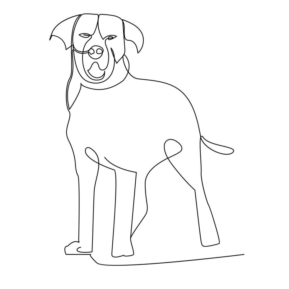 continuo uno linea cane animale domestico schema vettore arte disegno