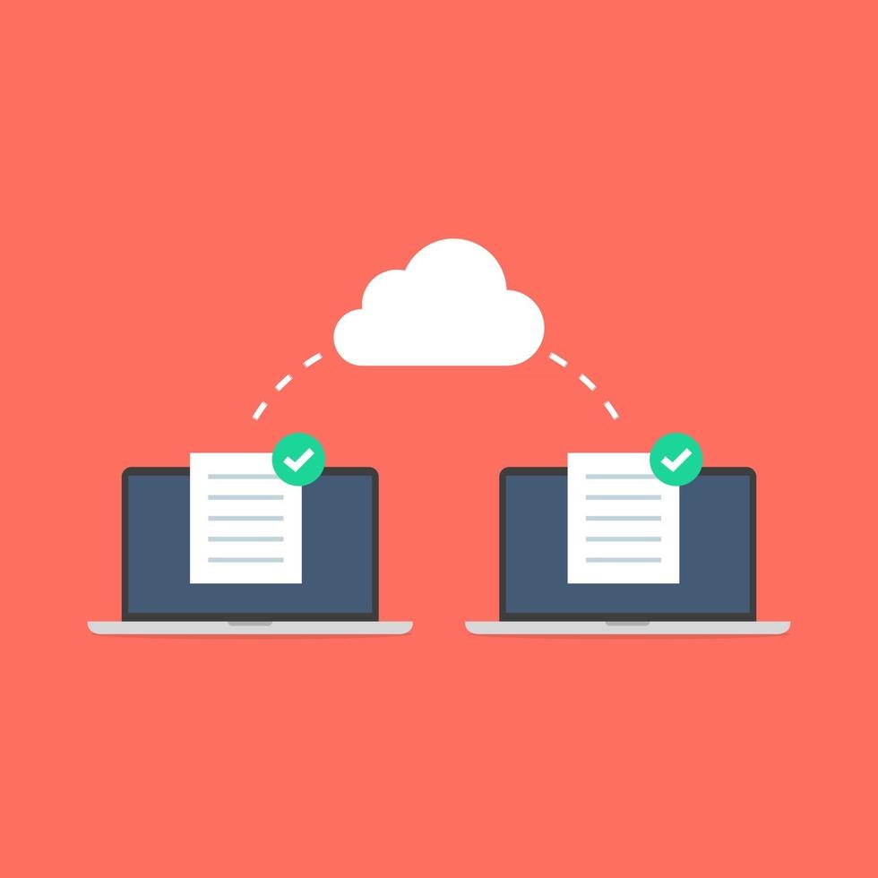 progettazione del concetto di cloud computing. condividere documenti. vettore