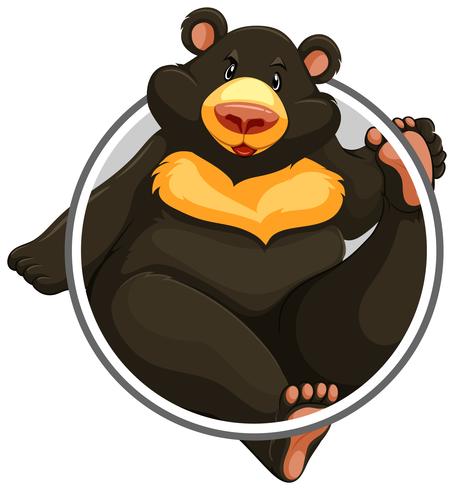bear in circle banner vettore