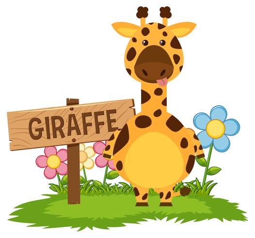 Carino giraffa in giardino vettore