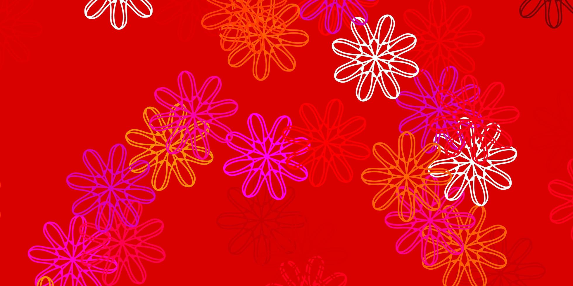 modello doodle vettoriale rosa chiaro, giallo con fiori.