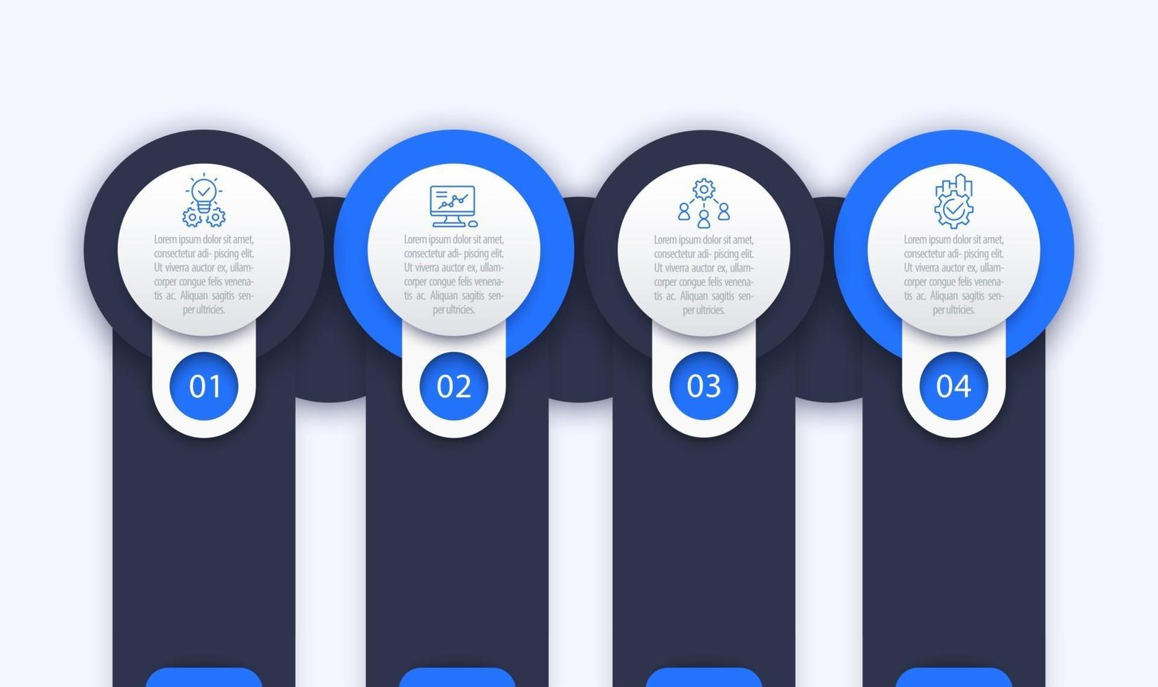 modello di infografica aziendale, 1, 2, 3, 4 passaggi e opzioni vettore