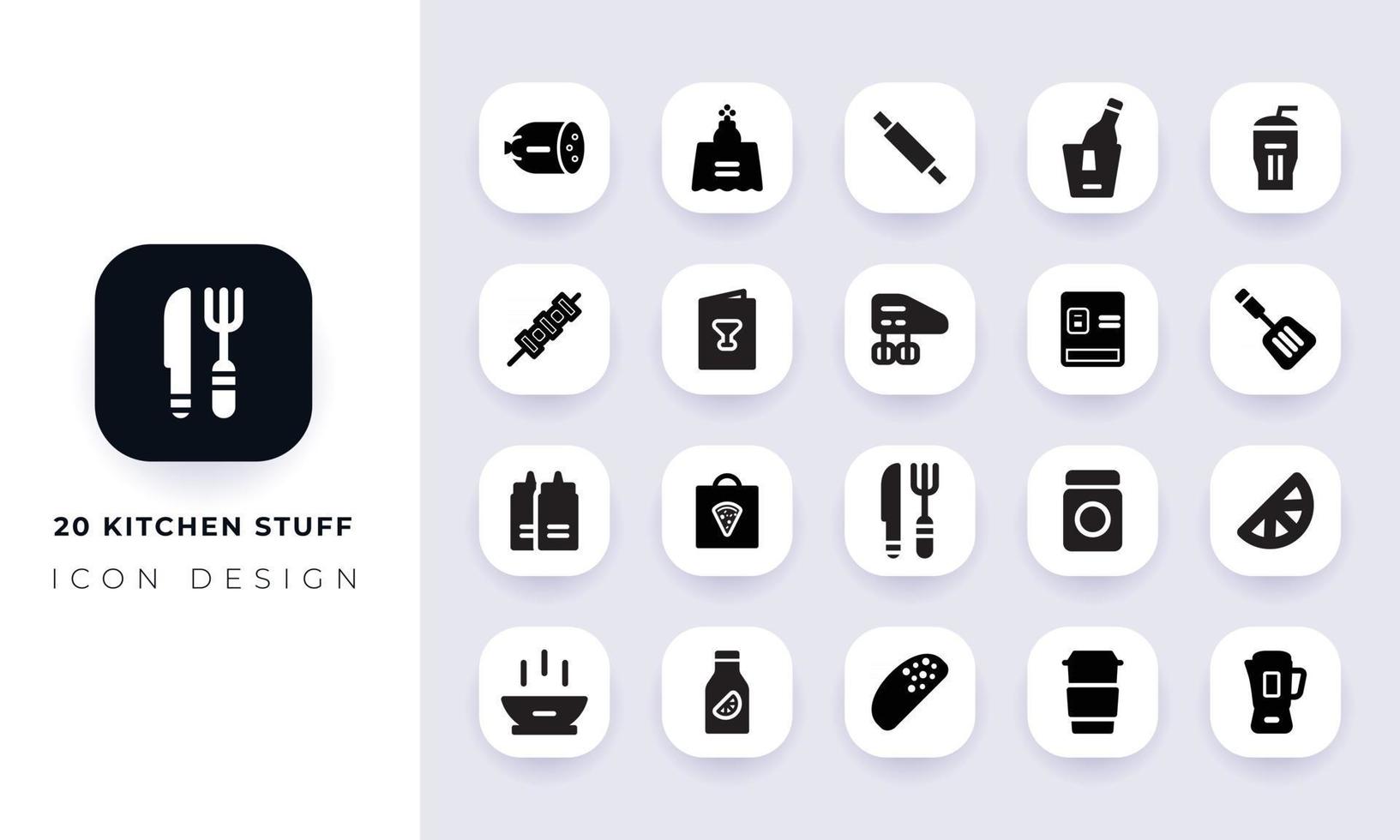 pacchetto di icone di utensili da cucina piatti minimi. vettore