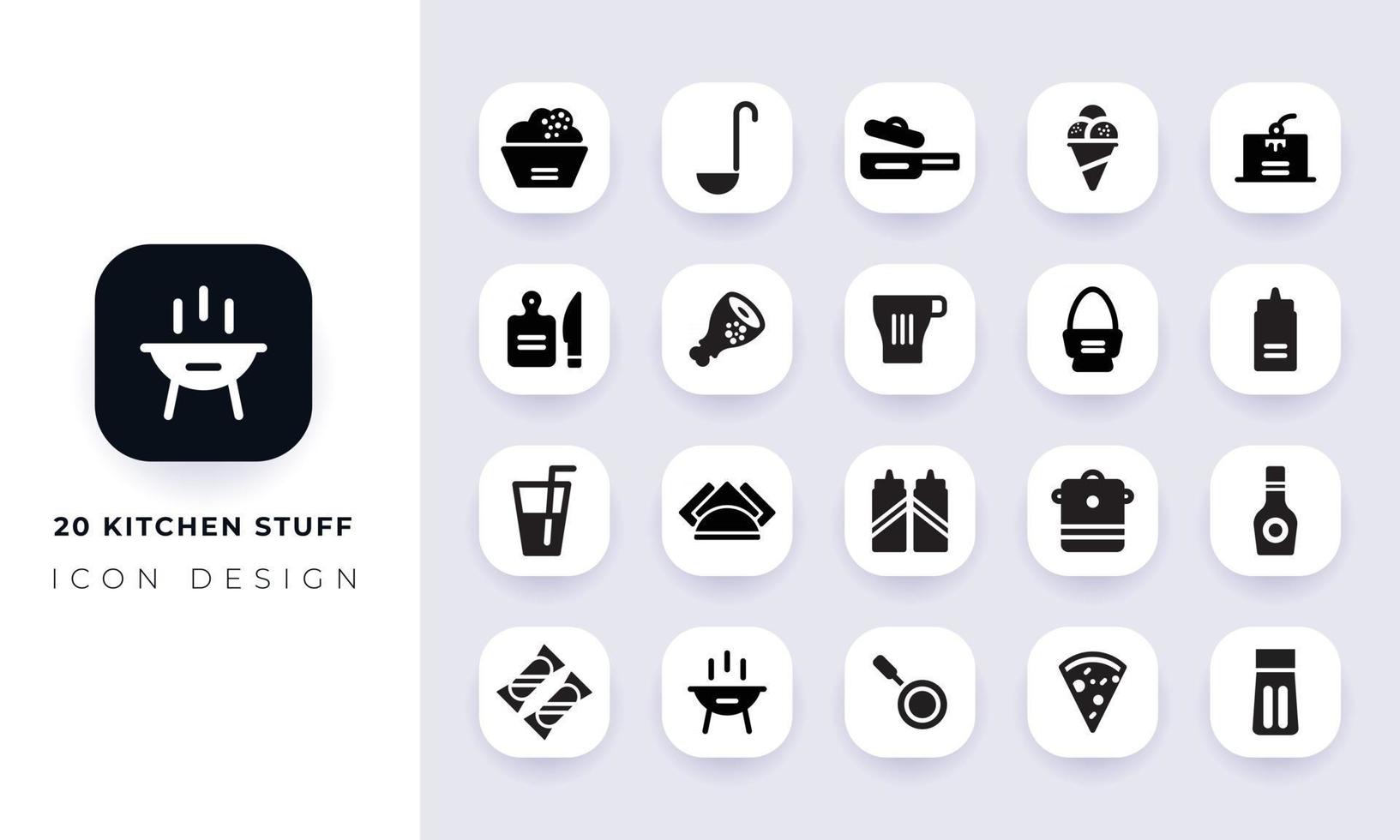 pacchetto di icone di utensili da cucina piatti minimi. vettore