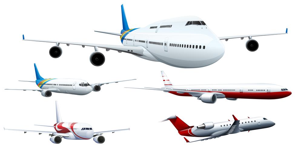 Cinque disegni di aeroplani vettore