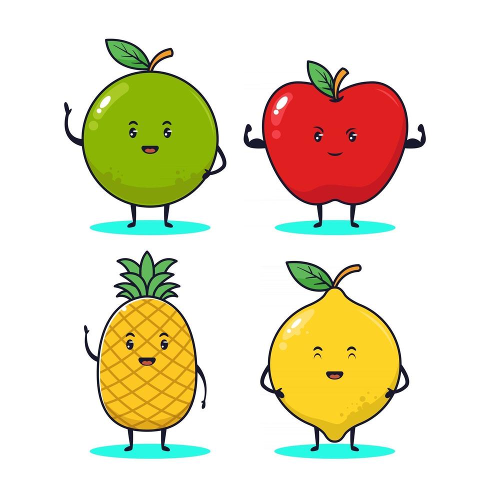 simpatica illustrazione di frutta kawaii vettore