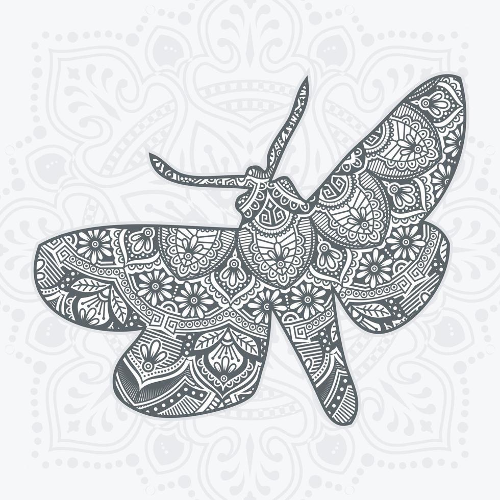 mandala farfalla. elementi decorativi d'epoca. illustrazione vettoriale. vettore