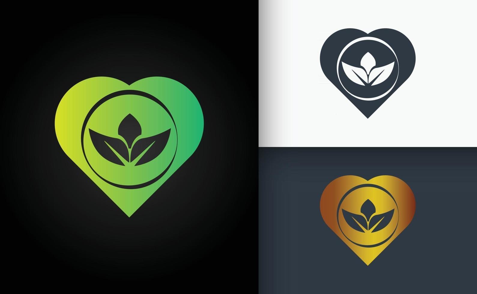 logo naturale design foglia verde dorata e nera vettore