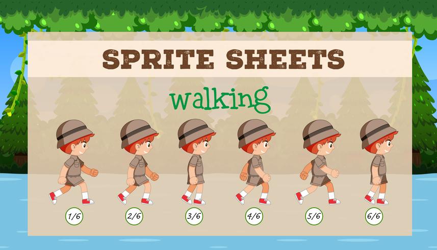 Un modello di gioco di sprite sheet walking vettore