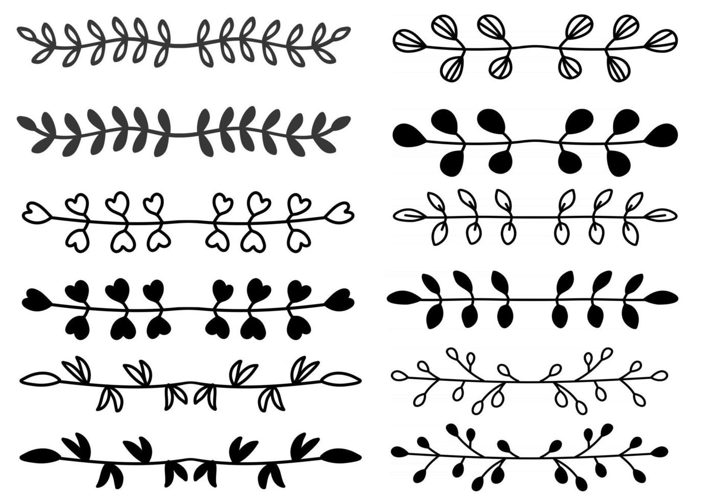 divisore di testo foglie disegnate a mano vettore