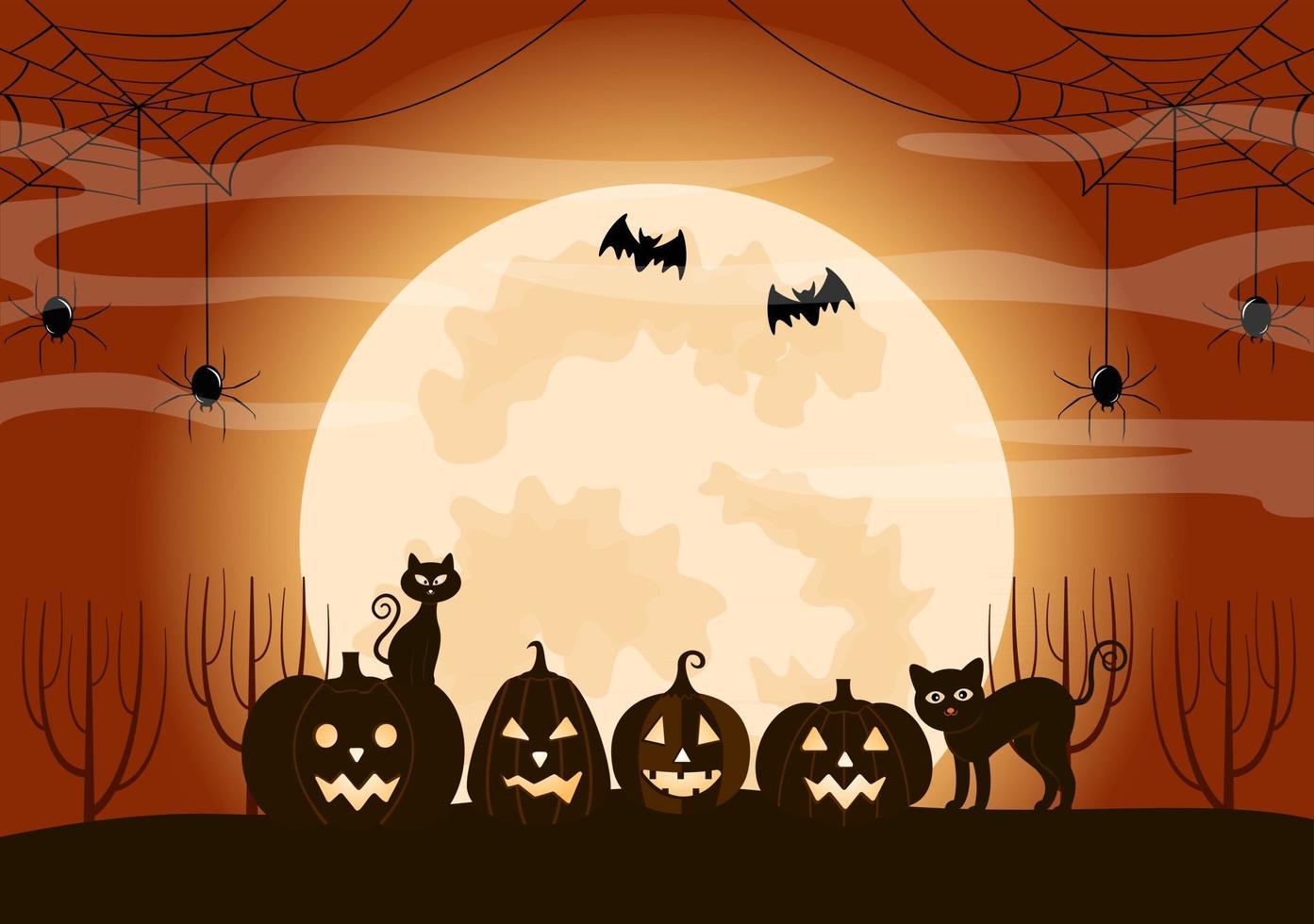 illustrazione della pagina di destinazione del fondo della festa di notte di halloween vettore