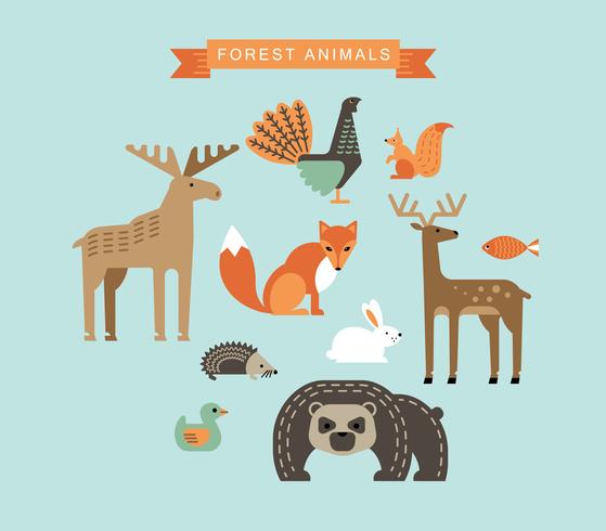 Illustrazioni vettoriali di animali della foresta.