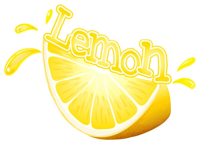 Font design per parola limone con fetta di limone fresco vettore