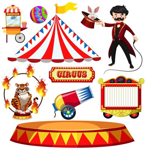 Un set di Fantasy Circus vettore