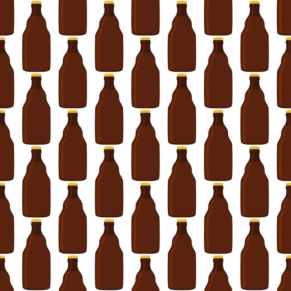 illustrazione sul tema bottiglie di vetro di birra senza soluzione di continuità con coperchio per birreria vettore