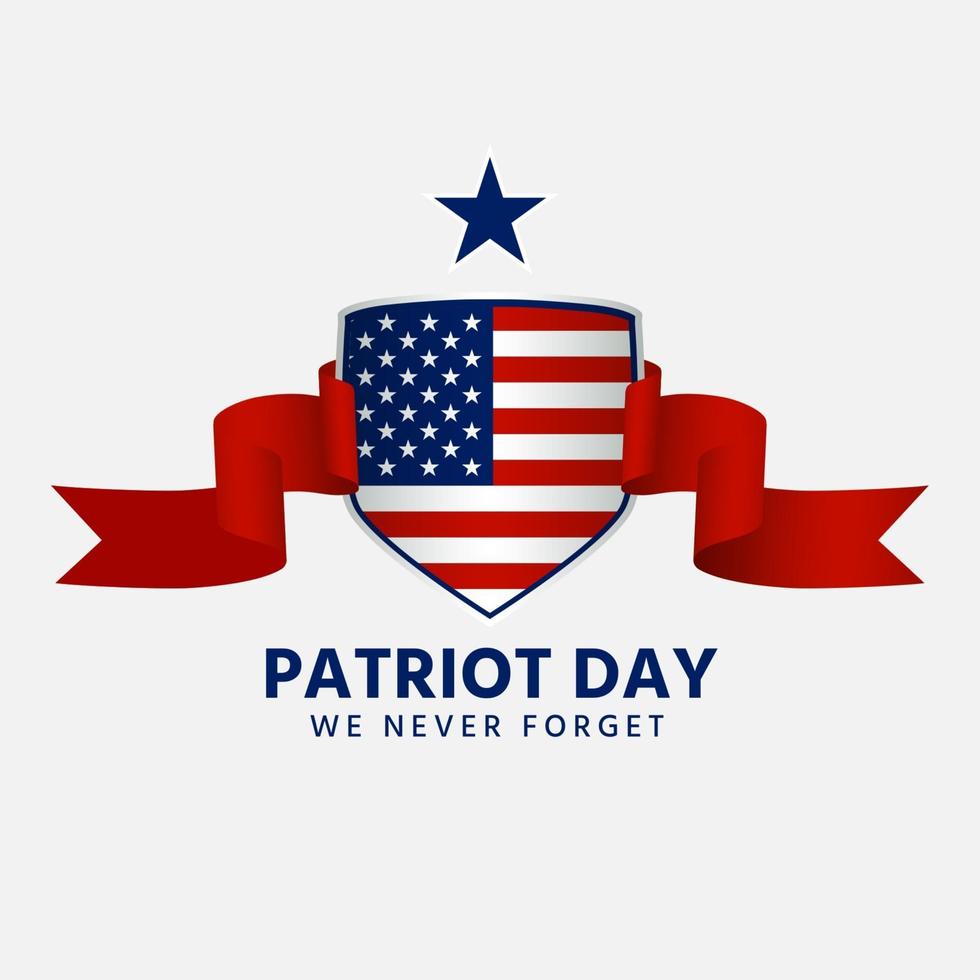 patriot day 9 11 nastro rosso e stelle sul logo degli Stati Uniti vettore